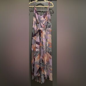 City Chic Leaf Print Maxi Dress in Purple